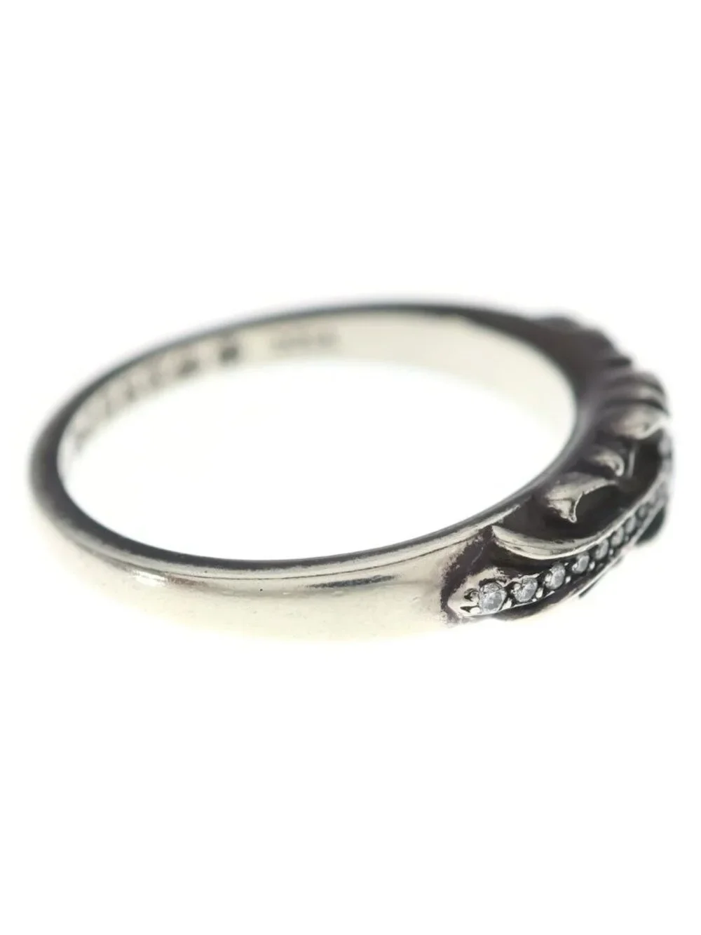 Chrome Hearts Baby Clsc P D Classic Floral Cross Pave Diamond Silver Ring